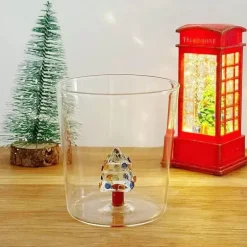 3D-Weihnachtsbaumbecher aus Rosenglas – Weihnachtsgeschenk-Dekoration