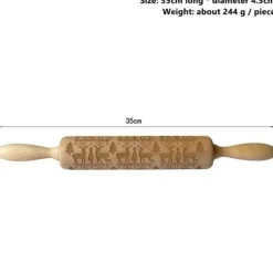 3D-Weihnachts-Nudelholz aus Holz – Weihnachts-Backwerkzeug