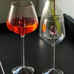 3D-Weinkelch-Set aus rosa Glas – elegante Weingläser als Geschenk für Zuhause