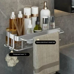 Eckregal aus Aluminium – Wandmontiertes Aufbewahrungsregal für Bad und Küche