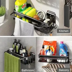 Eckregal aus Aluminium – Wandmontiertes Aufbewahrungsregal für Bad und Küche