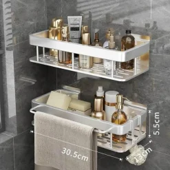 Eckregal aus Aluminium – Wandmontiertes Aufbewahrungsregal für Bad und Küche