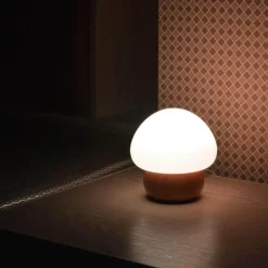 Eco-Friendly Wooden Mushroom Lamp - LED Accent Night Light