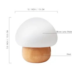 Eco-Friendly Wooden Mushroom Lamp - LED Accent Night Light