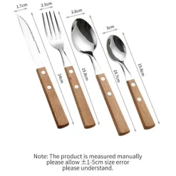 Edelstahl-Besteckset mit eleganten Holzgriffen zum Essen