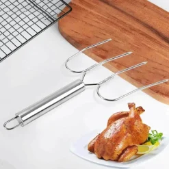 Edelstahl-Grillspieße, Truthahngabel, Grillwerkzeug-Set für perfektes Grillen