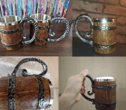 Edelstahl-Holzbecher - Einzigartiges Trinkgeschirr im antiken Design