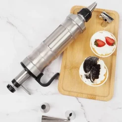 Edelstahl-Plätzchen-Dekorationspistolen-Set mit Blumentüllen für perfekte Backkreationen