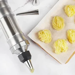 Edelstahl-Plätzchen-Dekorationspistolen-Set mit Blumentüllen für perfekte Backkreationen