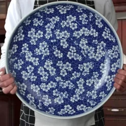 Edler blau-weißer Servierteller aus Porzellan – chinesisches Geschirr für Pasta und Braten