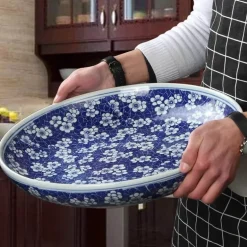 Edler blau-weißer Servierteller aus Porzellan – chinesisches Geschirr für Pasta und Braten