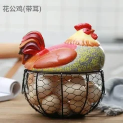 Eierhalter aus Keramik für Hühnereier – Drahtkorb-Dekoration im Landhausstil