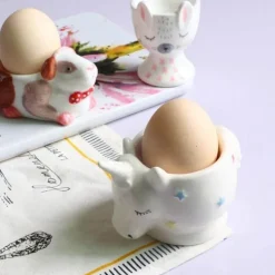 Eierhalter-Set aus Keramik – süße Frühstückshalter in Tierform, 2 Stück