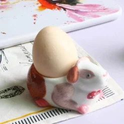 Eierhalter-Set aus Keramik – süße Frühstückshalter in Tierform, 2 Stück