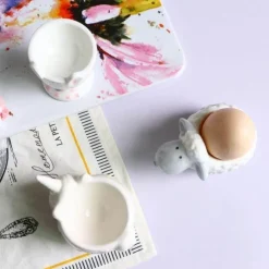 Eierhalter-Set aus Keramik – süße Frühstückshalter in Tierform, 2 Stück