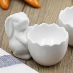 Eierhalter-Set aus Keramik – süße Frühstückshalter in Tierform, 2 Stück