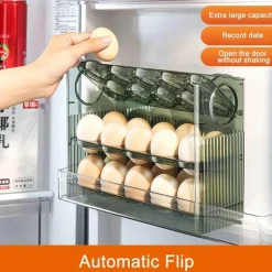Eierhalter-Spender mit 30 Fächern – Auto-Flip-Behälter mit großer Kapazität für den Kühlschrank