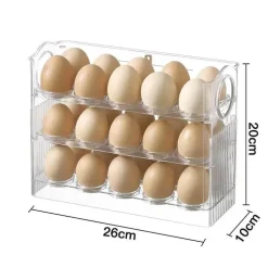 Eierhalter-Spender mit 30 Fächern – Auto-Flip-Behälter mit großer Kapazität für den Kühlschrank