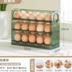 Eierhalter-Spender mit 30 Fächern – Auto-Flip-Behälter mit großer Kapazität für den Kühlschrank