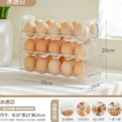 Eierhalter-Spender mit 30 Fächern – Auto-Flip-Behälter mit großer Kapazität für den Kühlschrank
