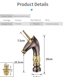 Einhorn-Badezimmerarmatur – Kreative Einzelwaschbeckenarmatur