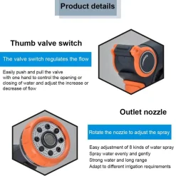 Einstellbare Wasserpistole mit 8 Modi – Profi-Gartensprinkler