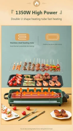 Einstellbarer rauchfreier Elektrogrill - Kochgerät für den Innenbereich