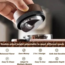 Einstellbares Espresso-Verteilungswerkzeug - Holzstampfer 51–53 mm