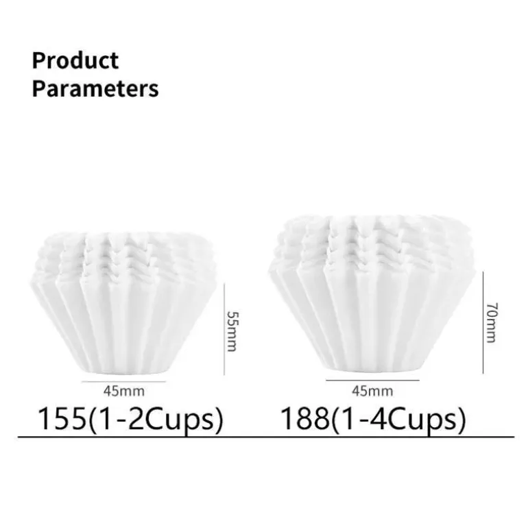 Einweg-Kaffeefilter – Weiße Papierkörbe für die Zubereitung von 1–4 Tassen