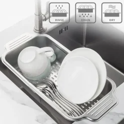 Einziehbarer Gemüseabtropfkorb aus Edelstahl für die Spüle