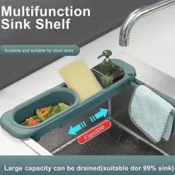 Einziehbarer Spülbecken-Organizer – Aufbewahrungslösung zum Abtrocknen von Geschirr