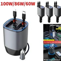 Einziehbares Auto-Schnellladegerät - Intelligentes USB-Ladegerät