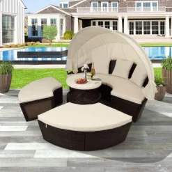 Einziehbares Gartensofa-Set mit Baldachin