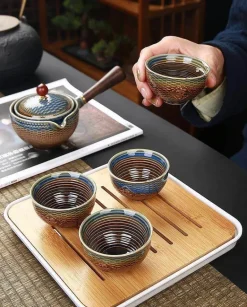 Einzigartiges bewegliches Teekannenfilterset aus Keramik