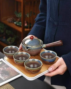 Einzigartiges bewegliches Teekannenfilterset aus Keramik