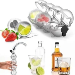 Eisballform - Silikon-Eiswürfelschale mit 4 Fächern