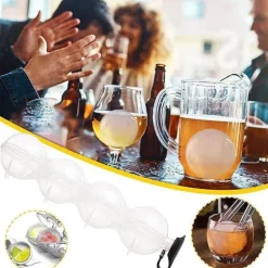 Eisballform - Silikon-Eiswürfelschale mit 4 Fächern