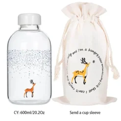 Eisbär-Wasserflasche – 600 ml, blaues Glasdesign
