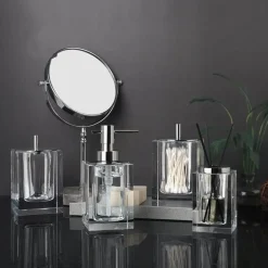 Elegant Crystal Glass Bathroom Accessories Set - Eva Design