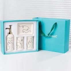 Elegant Line Drawing Bathroom Set - Stylish Home Decor Essentials