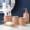 Elegant Red Gilt Ceramic Bathroom Set - Stylish Bath Accessories