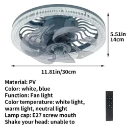 Elegante 3-in-1-Ventilatorlampe mit Fernbedienung – geräuschloses Design