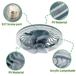 Elegante 3-in-1-Ventilatorlampe mit Fernbedienung – geräuschloses Design