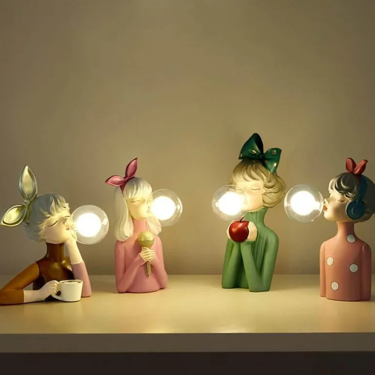 Elegante Tischlampe aus Kunstharz – Stilvolle Schlafzimmerbeleuchtung für Mädchen
