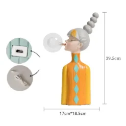 Elegante Tischlampe aus Kunstharz – Charmante Wohndekoration für Mädchen