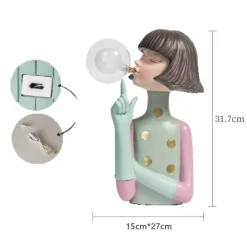 Elegante Tischlampe aus Kunstharz – Charmante Wohndekoration für Mädchen