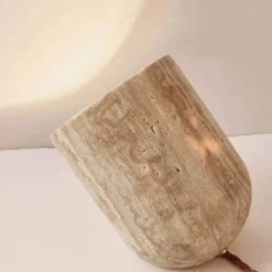 Elegante Travertin-Tischlampe - Wohnbeleuchtung Dekor