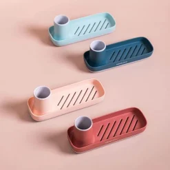 Eleganter bunter Schwammhalter, stilvoller Küchenorganizer