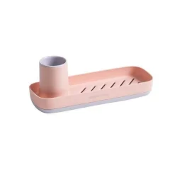 Eleganter bunter Schwammhalter, stilvoller Küchenorganizer