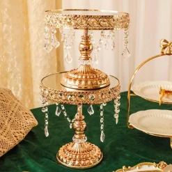 Eleganter Dessertständer aus Kristallglas – vergoldeter Kuchenständer